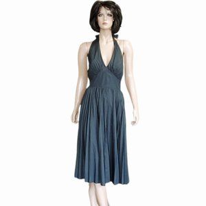 Black Pleated Halter Dress